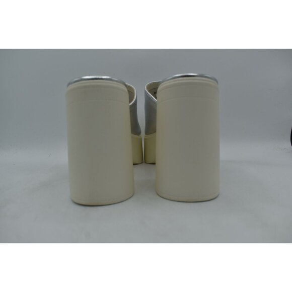 Free People EU 39.5 US 9 Zoe Platform Silver Metallic Leather Slide Sandal Shoes - Picture 5 of 13